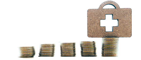 illustration of coins being saved with a discount on health insurance.