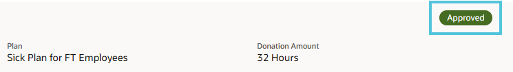 Step 14: Once saved, you will see that the absence has been approved (You may see it say awaiting approval for a few minutes. Refresh your screen after a couple of minutes. If this does not update within 30 minutes, contact HR at ext. 4181.)