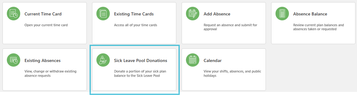 Step 3: Note that this Sick Leave Pool Donation box will only appear in the month of October. You will not be able to submit donations before or after October.